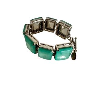 Ann Taylor vintage ocean blue turquoise color chunky statement doublet bracelet
